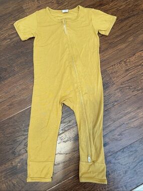 Larkspur Zip-Front Kids One-Piece Bodysuit in Mustard Yellow